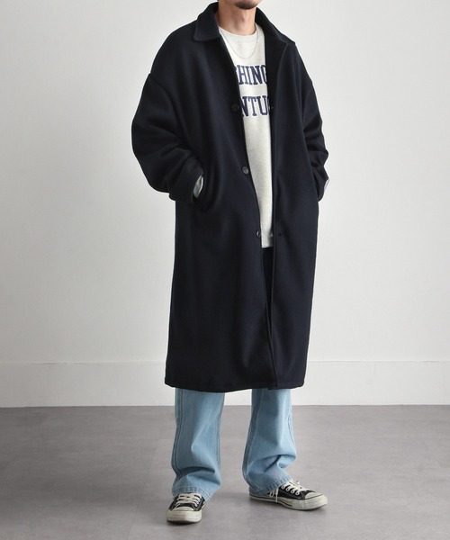 ZIP FIVE（ジップファイブ）の「【ZIP FIVE】ウールライクステンカラーコート/バルカラーコート（ステンカラーコート・メンズ・ブラック/ネイビー/カーキ/グレイッシュベージュ/チャコール・MEDIUM/LARGE）」の15枚目の写真