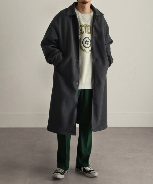 ZIP FIVE（ジップファイブ）の「【ZIP FIVE】ウールライクステンカラーコート/バルカラーコート（ステンカラーコート・メンズ・ブラック/ネイビー/カーキ/グレイッシュベージュ/チャコール・MEDIUM/LARGE）」の8枚目の写真