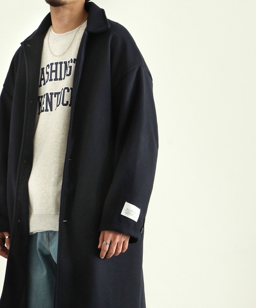 ZIP FIVE（ジップファイブ）の「【ZIP FIVE】ウールライクステンカラーコート/バルカラーコート（ステンカラーコート・メンズ・ブラック/ネイビー/カーキ/グレイッシュベージュ/チャコール・MEDIUM/LARGE）」の18枚目の写真