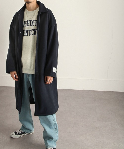 ZIP FIVE（ジップファイブ）の「【ZIP FIVE】ウールライクステンカラーコート/バルカラーコート（ステンカラーコート・メンズ・ブラック/ネイビー/カーキ/グレイッシュベージュ/チャコール・MEDIUM/LARGE）」の16枚目の写真