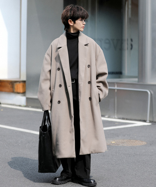 neos（ネオス）の「【neos -addictive design-】オーバーシルエット ウールライク ロング トレンチ ラップコート（トレンチコート・メンズ・ライトベージュ/サックスブルー/ブラウン/ベージュ/ブラック・MEDIUM/LARGE）」の21枚目の写真