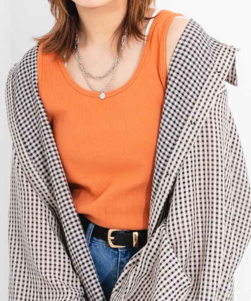 nemne store(ネンネストア)の「カラーリブタンクトップ(タンクトップ・レディース・オレンジ/グリーン/アイボリー・フリー)」の1枚目の写真