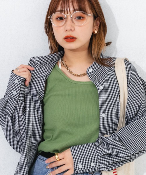 nemne store(ネンネストア)の「カラーリブタンクトップ(タンクトップ・レディース・オレンジ/グリーン/アイボリー・フリー)」の3枚目の写真