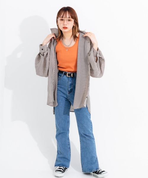 nemne store(ネンネストア)の「カラーリブタンクトップ(タンクトップ・レディース・オレンジ/グリーン/アイボリー・フリー)」の4枚目の写真