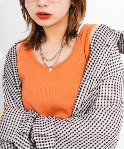 nemne store(ネンネストア)の「カラーリブタンクトップ(タンクトップ・レディース・オレンジ/グリーン/アイボリー・フリー)」の10枚目の写真