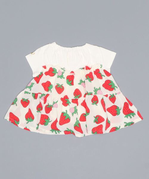 nino（ニノ）の「ストロベリーTシャツ（Tシャツ/カットソー・キッズ・ホワイト・90cm/110cm/100cm/120cm/80ｃｍ）」の2枚目の写真
