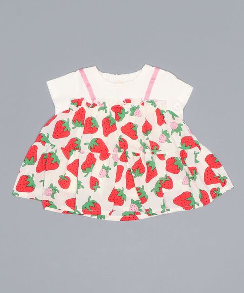 nino（ニノ）の「ストロベリーTシャツ（Tシャツ/カットソー・キッズ・ホワイト・90cm/110cm/100cm/120cm/80ｃｍ）」の6枚目の写真