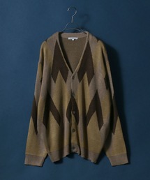 Total Pattern Jacquard Knit Cardigan/総柄 ジャガード ルーズニットカーディガン