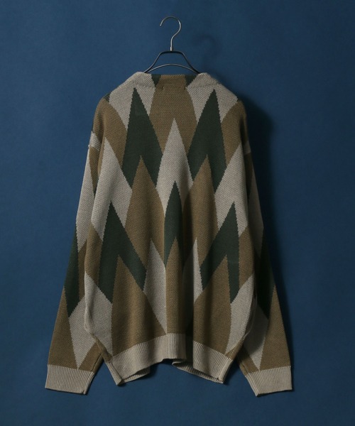 ANPAS（アンパス）の「Total Pattern Jacquard Knit Cardigan/総柄 ジャガード ルーズニットカーディガン（カーディガン/ボレロ・メンズ・ベージュ/アイボリー・M/L）」の3枚目の写真