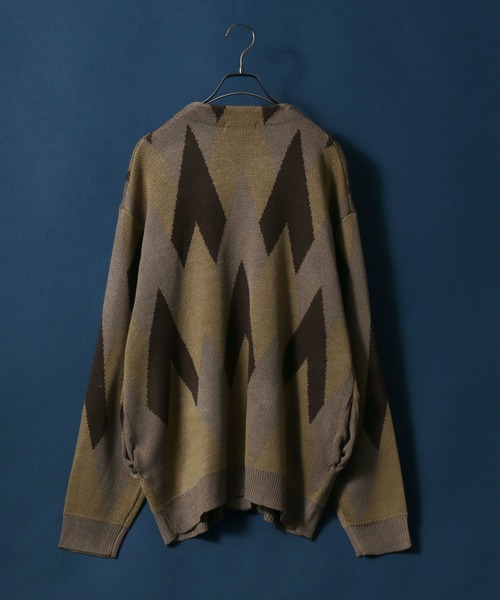 ANPAS（アンパス）の「Total Pattern Jacquard Knit Cardigan/総柄 ジャガード ルーズニットカーディガン（カーディガン/ボレロ・メンズ・ベージュ/アイボリー・M/L）」の4枚目の写真