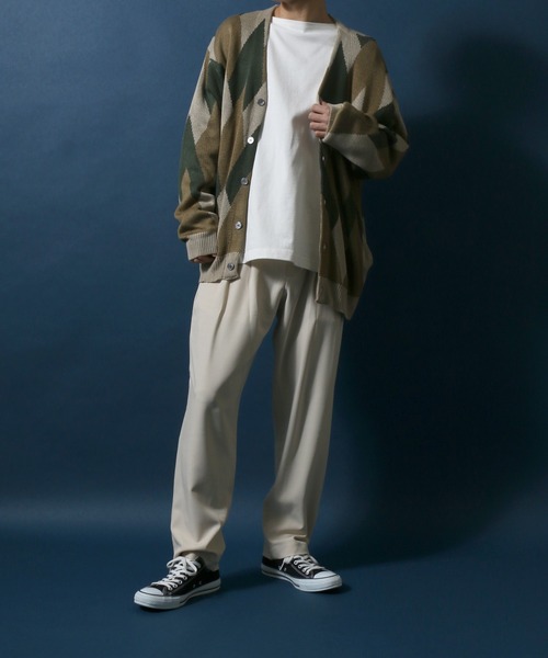 ANPAS（アンパス）の「Total Pattern Jacquard Knit Cardigan/総柄 ジャガード ルーズニットカーディガン（カーディガン/ボレロ・メンズ・ベージュ/アイボリー・M/L）」の10枚目の写真