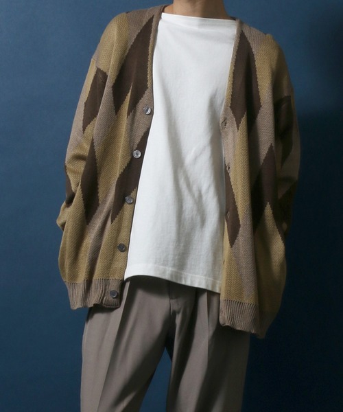 ANPAS（アンパス）の「Total Pattern Jacquard Knit Cardigan/総柄 ジャガード ルーズニットカーディガン（カーディガン/ボレロ・メンズ・ベージュ/アイボリー・M/L）」の13枚目の写真