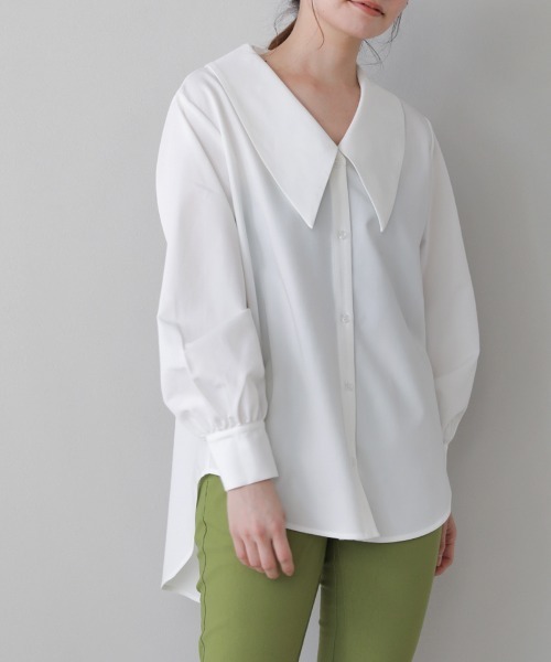 Bou Jeloud(ブージュルード)の「【WEB限定】ビックカラーシャツ(シャツ/ブラウス・レディース・イエロー/アイボリー/ラベンダー・FREE)」の2枚目の写真