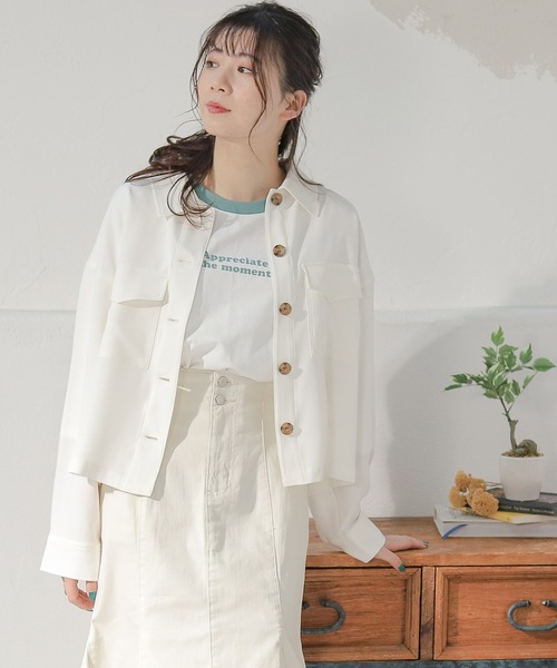 Honeys(ハニーズ)の「ミリタリージャケット(ミリタリージャケット・レディース・アイボリー/ピンク/カーキ/グレイッシュベージュ・S/M/L)」の7枚目の写真