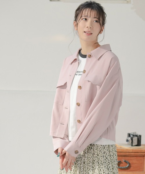 Honeys(ハニーズ)の「ミリタリージャケット(ミリタリージャケット・レディース・アイボリー/ピンク/カーキ/グレイッシュベージュ・S/M/L)」の19枚目の写真