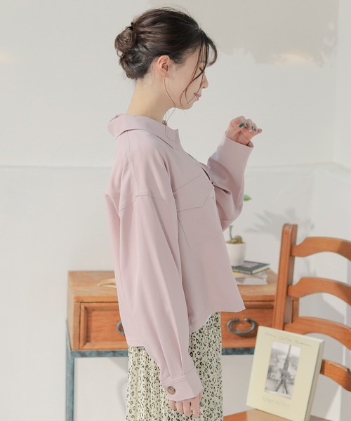 Honeys(ハニーズ)の「ミリタリージャケット(ミリタリージャケット・レディース・アイボリー/ピンク/カーキ/グレイッシュベージュ・S/M/L)」の20枚目の写真