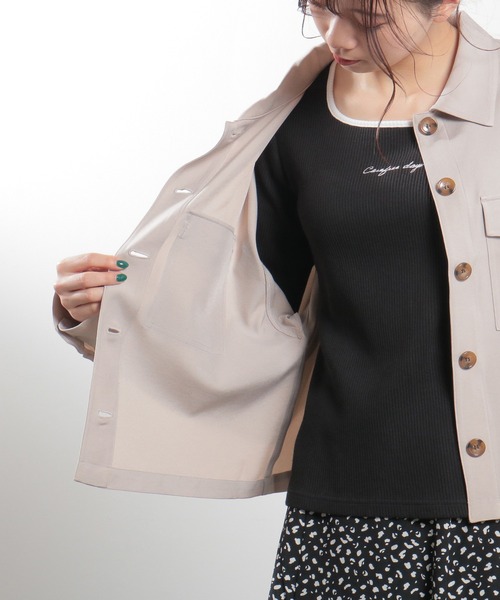 Honeys(ハニーズ)の「ミリタリージャケット(ミリタリージャケット・レディース・アイボリー/ピンク/カーキ/グレイッシュベージュ・S/M/L)」の12枚目の写真