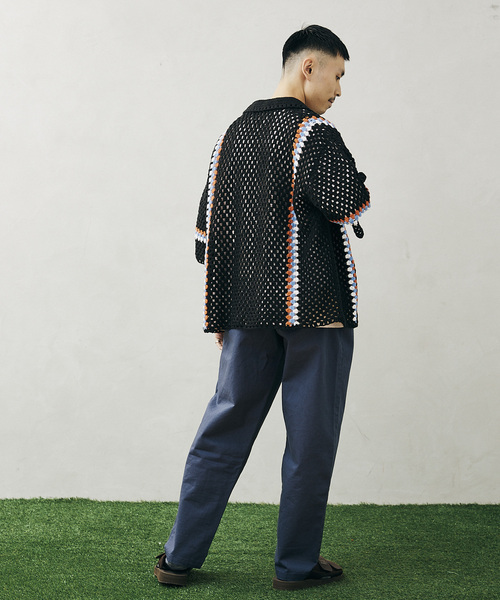 JOURNAL STANDARD relume(ジャーナルスタンダード レリューム)の「《追加》CALIFORNIA クロシェアミ 半袖ニットシャツ"LINE"(シャツ/ブラウス・メンズ・ブラック/ダークブラウン/グリーン/ボルドー/パープル・MEDIUM/LARGE)」の18枚目の写真