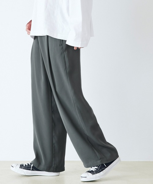 Kappa（カッパ）の「Kappa / カッパ 別注 ロゴ刺繍 イージータック ドレープ ワイドシルエットパンツ（スラックス・メンズ・ブラック/グレー系その他/アイボリー/ブラウン系その他/チャコールグレー・M/L）」の11枚目の写真