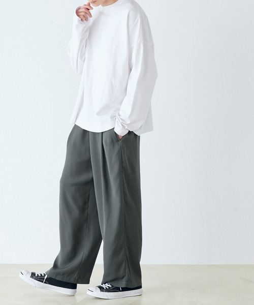 Kappa（カッパ）の「Kappa / カッパ 別注 ロゴ刺繍 イージータック ドレープ ワイドシルエットパンツ（スラックス・メンズ・ブラック/グレー系その他/アイボリー/ブラウン系その他/チャコールグレー・M/L）」の13枚目の写真