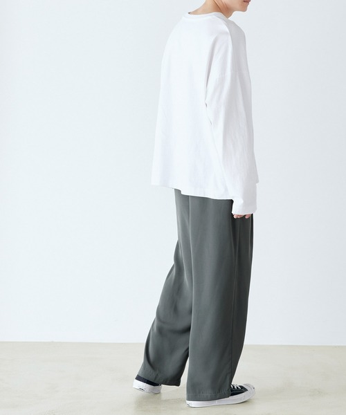 Kappa（カッパ）の「Kappa / カッパ 別注 ロゴ刺繍 イージータック ドレープ ワイドシルエットパンツ（スラックス・メンズ・ブラック/グレー系その他/アイボリー/ブラウン系その他/チャコールグレー・M/L）」の14枚目の写真