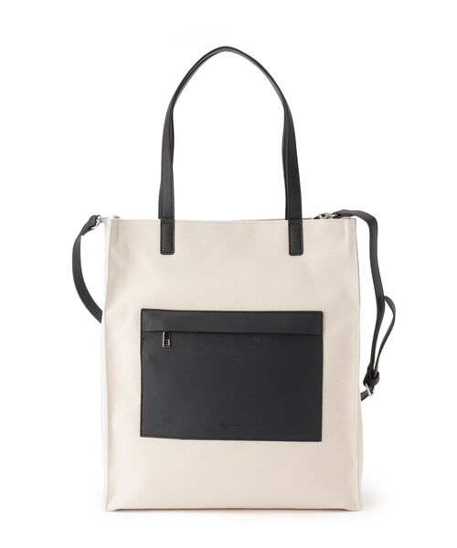tk.TAKEO KIKUCHI(ティーケータケオキクチ)の「◆キャンバス×サフィアーノトート(トートバッグ・レディース・ホワイト系5/ブラック系4・00)」の3枚目の写真