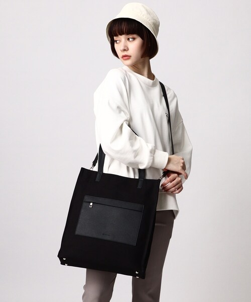 tk.TAKEO KIKUCHI(ティーケータケオキクチ)の「◆キャンバス×サフィアーノトート(トートバッグ・レディース・ホワイト系5/ブラック系4・00)」の10枚目の写真