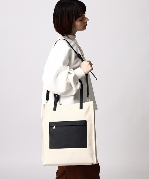 tk.TAKEO KIKUCHI(ティーケータケオキクチ)の「◆キャンバス×サフィアーノトート(トートバッグ・レディース・ホワイト系5/ブラック系4・00)」の13枚目の写真