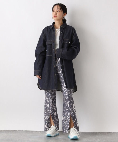 JEANASIS(ジーナシス)の「ナシジマーブルガラフレアパンツ/271943(その他パンツ・レディース・ブラック系その他/パープル系その他/レッド系その他・FREE)」の7枚目の写真