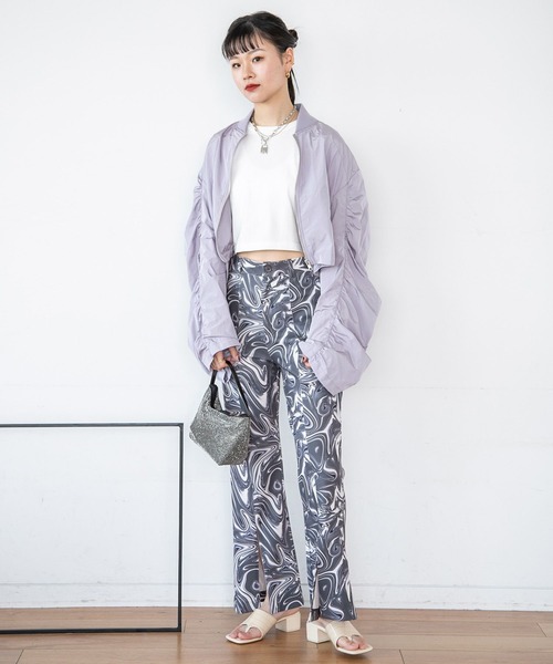 JEANASIS(ジーナシス)の「ナシジマーブルガラフレアパンツ/271943(その他パンツ・レディース・ブラック系その他/パープル系その他/レッド系その他・FREE)」の16枚目の写真