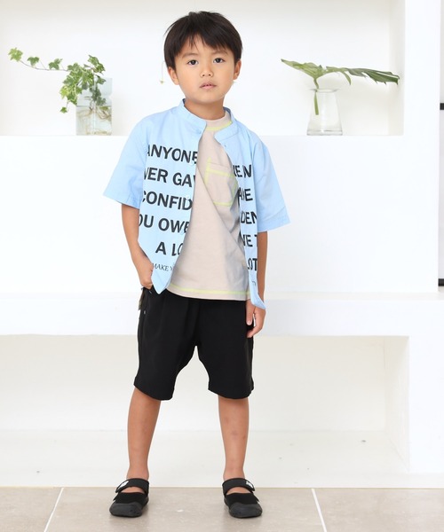MAKE YOUR DAY(メイクユアデイ)の「ロゴプリントバンドカラーシャツ■80~140cm(シャツ/ブラウス・キッズ・オフホワイト/サックスブルー・90/100/110/120/80/130/140)」の5枚目の写真