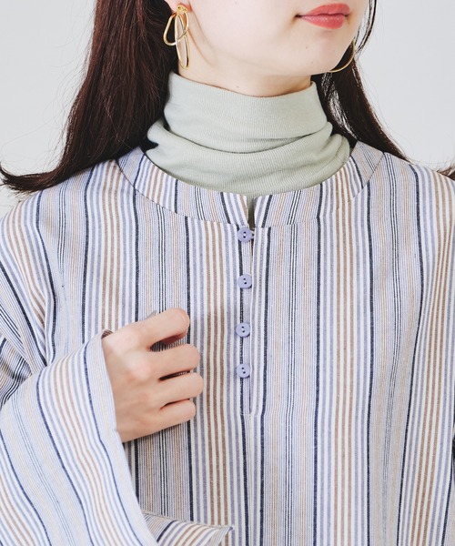 acro（アクロ）の「ストライプ2WAYワンピース/AC1311（ワンピース・レディース・ベージュ/ブルー・ﾌﾘ-）」の6枚目の写真