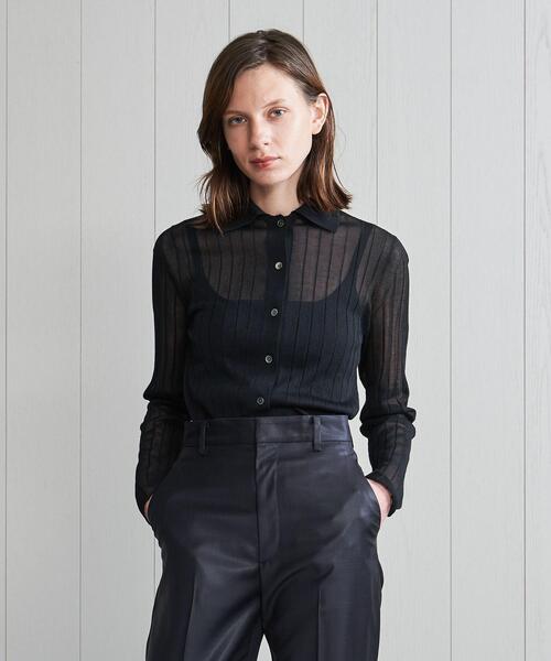 BEAUTY&YOUTH UNITED ARROWS - B&Y ユナイテッドアローズ H カーディガン シャツ ニット 半袖 黒 H BEAUTY&YOUTH UNITED ARROWS（エイチビューティーアンドユース