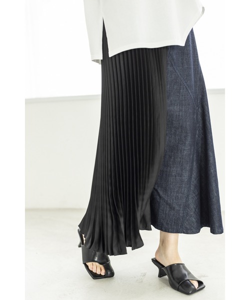 OSMOSIS（オズモーシス）の「プリーツ切替デニムスカート（デニムスカート・レディース・ライトブルー/ネイビー/ブルー・ONE SIZE）」の12枚目の写真