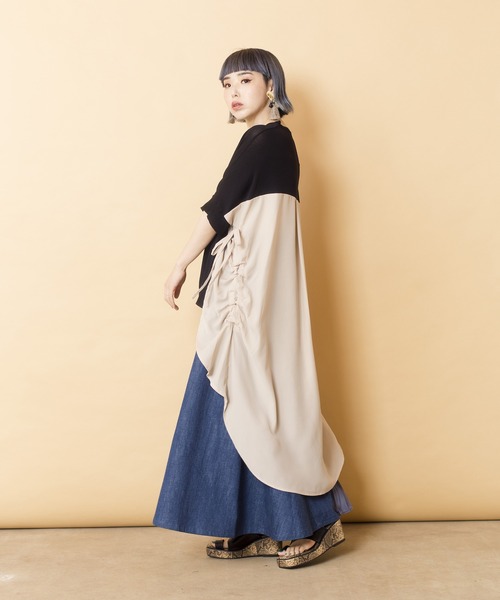 OSMOSIS（オズモーシス）の「プリーツ切替デニムスカート（デニムスカート・レディース・ライトブルー/ネイビー/ブルー・ONE SIZE）」の14枚目の写真