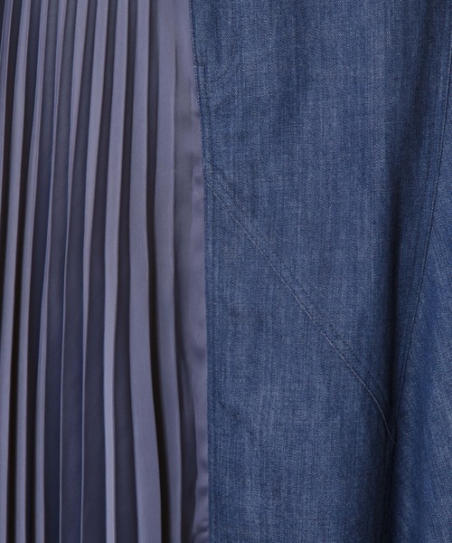 OSMOSIS（オズモーシス）の「プリーツ切替デニムスカート（デニムスカート・レディース・ライトブルー/ネイビー/ブルー・ONE SIZE）」の19枚目の写真