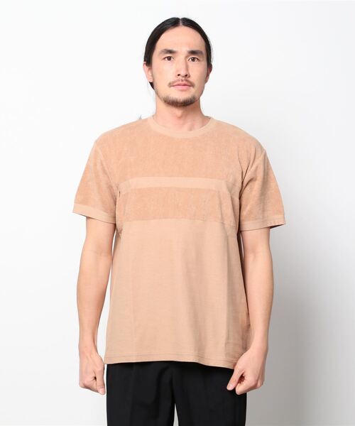 SEAGREEN(シーグリーン)の「SEAGREEN(シーグリーン) PILE BORDER T-SHIRT(Tシャツ/カットソー・メンズ・ダークネイビー/ベージュ/ホワイト・3/4/2/1)」の1枚目の写真