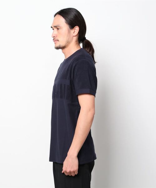 SEAGREEN(シーグリーン)の「SEAGREEN(シーグリーン) PILE BORDER T-SHIRT(Tシャツ/カットソー・メンズ・ダークネイビー/ベージュ/ホワイト・3/4/2/1)」の4枚目の写真