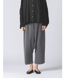 美品 ミズイロインド サルエルパンツ 花柄 リネン混 クロップド丈 モノトーン 美品 ミズイロインド サルエルパンツ 花柄 リネン混 クロップド