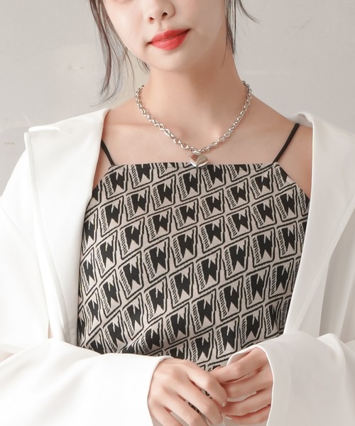 SPINNS（スピンズ）の「モノグラムデザインジャガードキャミソール（キャミソール・レディース・ブラック×ホワイト/ベージュ×ブラック・ONESIZE）」の18枚目の写真