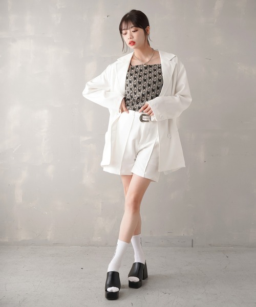 SPINNS（スピンズ）の「モノグラムデザインジャガードキャミソール（キャミソール・レディース・ブラック×ホワイト/ベージュ×ブラック・ONESIZE）」の20枚目の写真