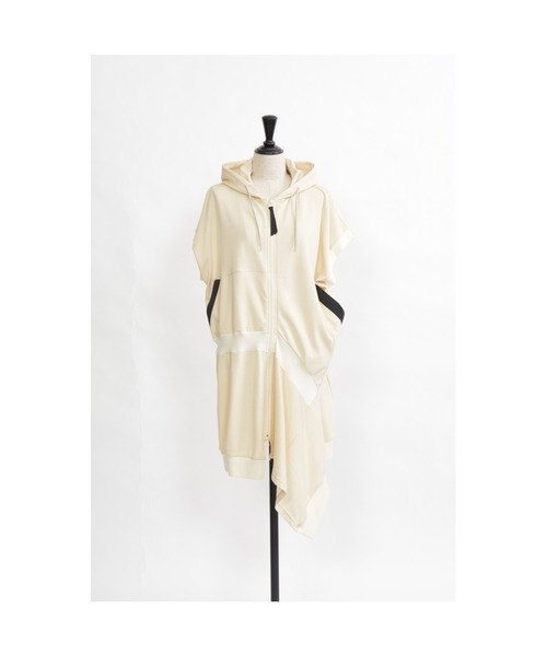 gomme（ゴム）の「60/-ファイン裏毛　ロングパーカー（パーカー・レディース・ブラック/キナリ・MEDIUM）」の7枚目の写真