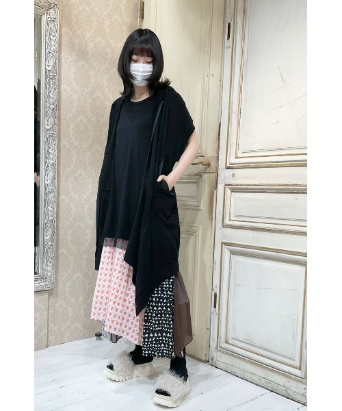 gomme（ゴム）の「60/-ファイン裏毛　ロングパーカー（パーカー・レディース・ブラック/キナリ・MEDIUM）」の15枚目の写真