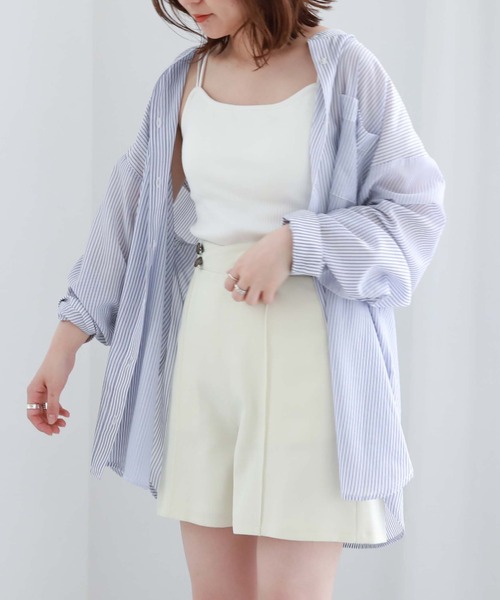 【MM】リバース ストライプ シャツドレス☆SALE中 CHAROL ブラウス シャツ スカーフネックストライプシャツ