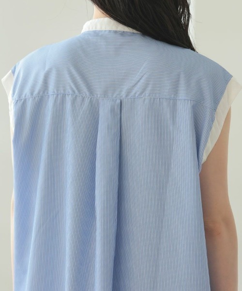 DONOBAN（ドノバン）の「ストライプブザム切替ワンピース（シャツワンピース・レディース・ホワイト/ライトブルー・F）」の17枚目の写真