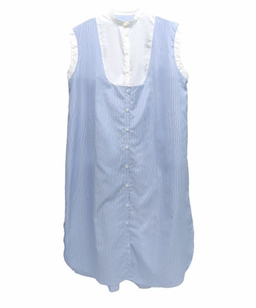 DONOBAN（ドノバン）の「ストライプブザム切替ワンピース（シャツワンピース・レディース・ホワイト/ライトブルー・F）」の12枚目の写真