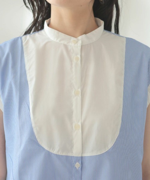 DONOBAN（ドノバン）の「ストライプブザム切替ワンピース（シャツワンピース・レディース・ホワイト/ライトブルー・F）」の15枚目の写真