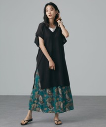 【手洗い】リブ切替えVネックジレ　＊◆