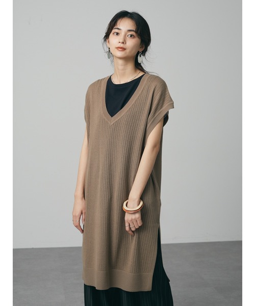 CRAFT STANDARD BOUTIQUE(クラフトスタンダードブティック)の「【手洗い】リブ切替えVネックジレ *◆(ベスト・レディース・ベージュ/チャコールグレー/グリーン・FREE)」の21枚目の写真