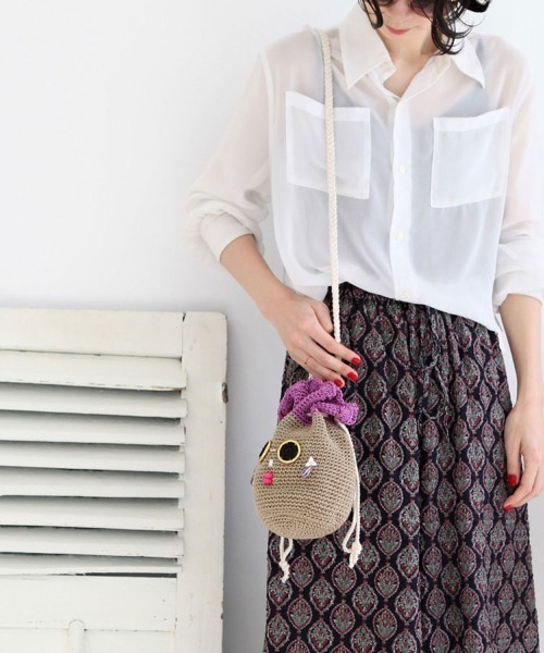 Paradise Picnic(パラダイスピクニック)の「トロピカルフルーツミニバッグ(かごバッグ・レディース・イエロー/レッド/ベージュ・FREE)」の9枚目の写真